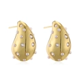 Boucles d'oreilles gouttes dorées avec perles et zircons colorés sur fond blanc pur - Or Zircone Blanc Perle