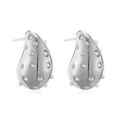 Détails des boucles d'oreilles gouttes avec points en relief et incrustation de zircon - Platine Zircone Blanc Perle
