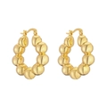 Elegantes pendientes de aro dorados con un conjunto de joyería minimalista de 7 piezas - Pendientes de Bola de Cuentas / Dorado