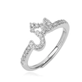Macro-opname van zilveren Om-ring met micro-pave zirkonia en verstelbare open band - Platina Verguld Model C