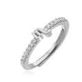 Adjustable Scorpio zodiac sign open ring in silver finish with sparkling pavé cubic zirconia - Silver Scorpio