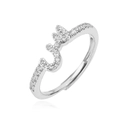 Macro-opname van zilveren verstelbare ring met Arabische letter en zirkonia steentjes - Zilver Stijl J