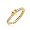 Detail of Aries zodiac sign gold ring featuring sparkling pavé crystals and open band design - Gold Aries