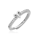 Detailed view of silver Aries zodiac ring with micro-paved cubic zirconia stones - Silver Aries