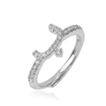 Detailopname van verstelbare zilveren ring met fonkelende zirkonia micro-pavé zetting - Zilver Stijl M