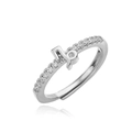 Detail of silver Capricorn zodiac ring with sparkling cubic zirconia on white background - Silver Capricorn