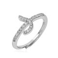 Detailopname van een zilverkleurige knoopring met pavé gezette zirkonia steentjes - Zilver Stijl N