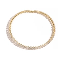 Elegant gold choker necklace with square-cut cubic zirconia and open ring design - Gold Rhombus Zirconia Choker