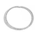 Macro shot of silver tennis choker featuring square-cut sparkling zirconia stones - Silver Rhombus Zirconia Choker