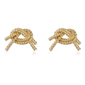 Elegant gold knot stud earrings with woven rope texture and minimalist geometric design - Twisted Rope Knot / Gold Twist Knot
