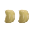 Detailed view of polished creamy yellow C-shaped stud earrings with glossy enamel finish - Yellow