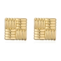 Orecchini quadrati in oro 18 carati con rilievo a strisce e finitura metallica vintage - Stile C Oro