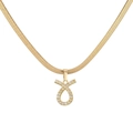 Detail van 18k gouden platte slangketting met een zirkonia ingelegde Stier sterrenbeeld hanger - Stier / Goud