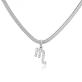 Detail van zilveren Schorpioen-ketting met zirkonia op een platte slangenketting - Schorpioen / Witgoud