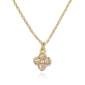 Luxury gold four leaf clover necklace with clear crystals on white background - Gold White Zirconia Clover Necklace