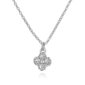 Elegant silver clover necklace with sparkling crystals on a minimalist o-chain link - Silver White Zirconia Clover Necklace