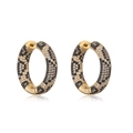 Luxuriöse goldene Creolen mit Leopardenmuster aus schwarzen und klaren Zirkonia-Steinen - Leoparden Champagner Zirkonia Creolen / Gold Stil A Champagner Zirkonia Paar