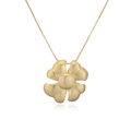 18K gold plated clover flower pendant necklace with textured petals on white background - Gold Petal Necklace (1 Pc)