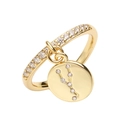 Detail of copper ring with Taurus constellation pendant and shimmering cubic zirconia stones - Taurus / Gold