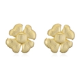 Macro detail of 18K gold plated clover flower earrings with textured radiating petals - Gold Petal Stud Earrings (1 Pair)