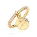 Macro shot of gold adjustable Gemini constellation ring with sparkling cubic zirconia - Gemini / Gold