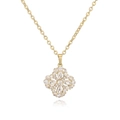 Luxurious gold four-leaf clover necklace with sparkling cubic zirconia on a white background - Gold White Clover
