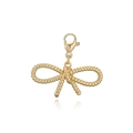 Golden bow tie charm with woven texture and lobster clasp for DIY jewelry making - Gold Twisted Bow Lobster Clasp Pendant