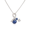 Creative astronaut and planet pendant necklace with blue enamel and silver rocket charms - Platinum White Zircon Astronaut Planet Necklace