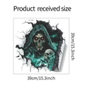 3D Halloween wall sticker showing a grim reaper skeleton emerging from wall cracks - Skeleton Grim Reaper Style (HY-F129)