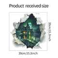 Detail eines 39cm x 39cm Halloween 3D Wandtattoo mit Schloss- und Fledermausmotiven auf Weiß - 39*39cm Stil (HY-F135)