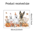 Detailed sheet of Halloween wall decals featuring ghost dogs, pumpkins and floral patterns - Halloween Ghost German Shepherd Pumpkin (HY-E097) / 40*60cm