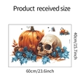 Detail van een 60x40cm Halloween muursticker met pompoen en schedel illustraties erop - 40x60cm (HY-E095)