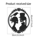 Halloween Gothic Wandaufkleber mit Skeletten und Rabe im verzierten Rahmen - 39*45cm/HY-F140
