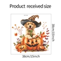 Dettaglio adesivo da parete Halloween con cucciolo in zucca e cappello da mago 38x38cm - 38x38cm