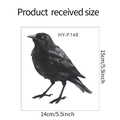 Detail view of black bird wall sticker showing 14x15cm dimensions and realistic feather texture - 14x15cm (HY-F148UV)