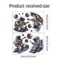 Dimensions détaillées des stickers muraux astronaute avec guitare et planètes - 40x60cm (2 Feuilles)