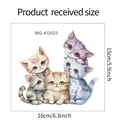 Details der MG-KG023 Katzen-Wandsticker mit 16x15cm Maßen und vier bunten Aquarell-Kätzchen - Neue Katzenkombination (MG-KG023)