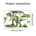 Cartoon dinosaur wall sticker detail showing product size of 60cm x 40cm for bedroom decor - Watercolor T-Rex with Tree Style (MG-E015) / Single Piece