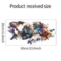 Detaillierte Größentabelle für den Katzen- und Blumenwandaufkleber in 60 cm mal 30 cm - Bemalter Blumen Katze Stil (MG-B007)