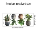 Dettaglio dimensioni dell'adesivo murale con piante in vaso misura 60cm per 25cm totali - Stile Combinato Di Piante In Vaso Trasparenti (MG-F051)