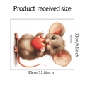 Detailed sheet size of 30x23cm for the cartoon mouse holding red heart wall sticker - Mouse Holding Heart Style (MG-F032)