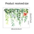 Detail view of MG-M047 watercolor green vine wall decal with colorful butterflies stickers - Watercolor Green Branches Butterfly Style (MG-M047)