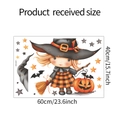Halloween Wandaufkleber mit Hexe und Kürbis, Layout in der Größe 60cm x 40cm im Detail - Cartoon Hexe Stil (MG-E041)