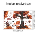 Detailed size chart of Halloween wall decals featuring pumpkins, witches, and bats - 30x90cm (MG-C023)