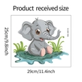 Detaillierte Größentabelle für den Cartoon-Elefant Wandsticker MG-M019, 25cm x 29cm - Cartoon Elefant Wasserspiel Stil (MG-M019)