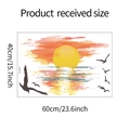 Vinilo decorativo de playa al atardecer 60x40cm con diseño de sol y seis gaviotas - 40x60cm