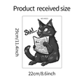 Detailed view of 29x22cm black cat reading newspaper bathroom sticker with dimensions - 22*29cm / Black Cat Reading Newspaper (MG-M023)