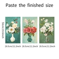 Dettagli di tre adesivi murali con fiori stile pittura a olio, dimensioni 50x28,5 cm - 28.5x50cm / Bianco latte