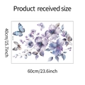 Detailliertes Layout der Bogengröße für Aquarell-Wandtattoos mit lila Blumen und Faltern - MG-E008 Stil