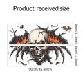 Detailed dimensions of Halloween skull fire wall sticker measuring 90cm by 60cm for home decor - 30x90cm Set Of Two (MG-C021)